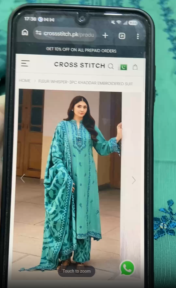 Cross Stitch Khaddar Embroidered 3pc