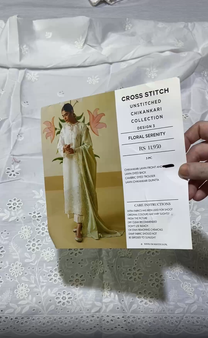 Cross Stitch Embroidered Lawn 3 piece