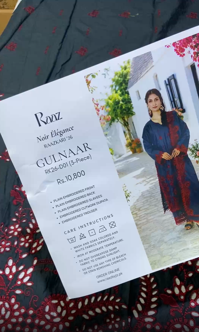 Raaz Lawn Embroidered 3pc suit