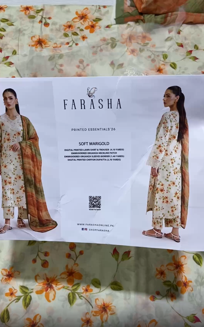 Farasha Lawn Printed 3pc