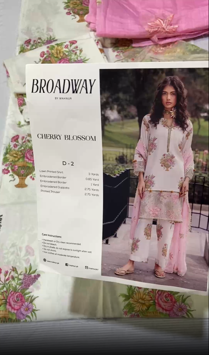 BROADWAY by Mahnoor 3pc Emb Lawn