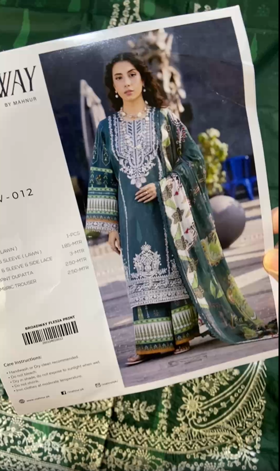 BROADWAY by Mahnoor Emb Lawn 3piece