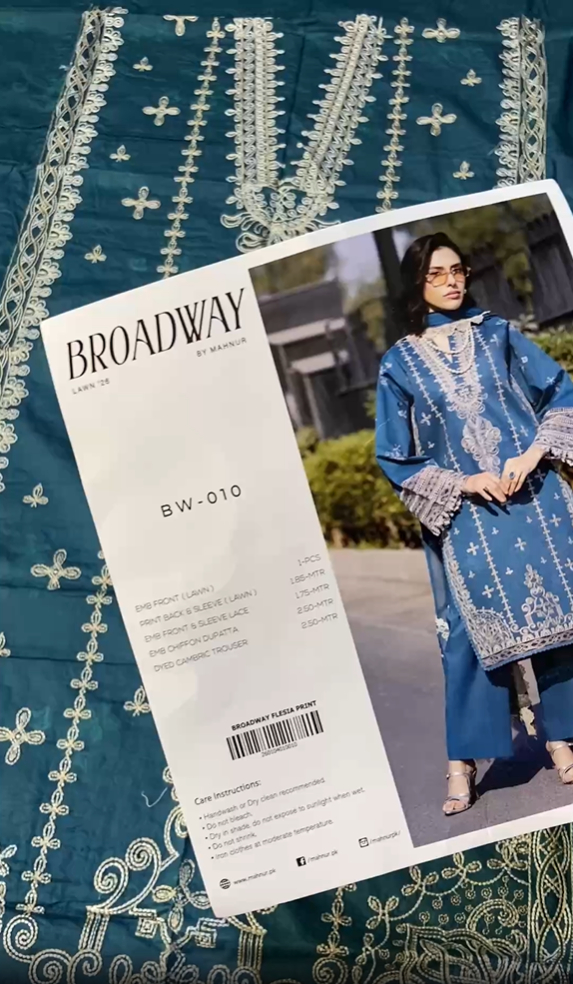 BROADWAY by Mahnoor Embroidered 3pc Lawn