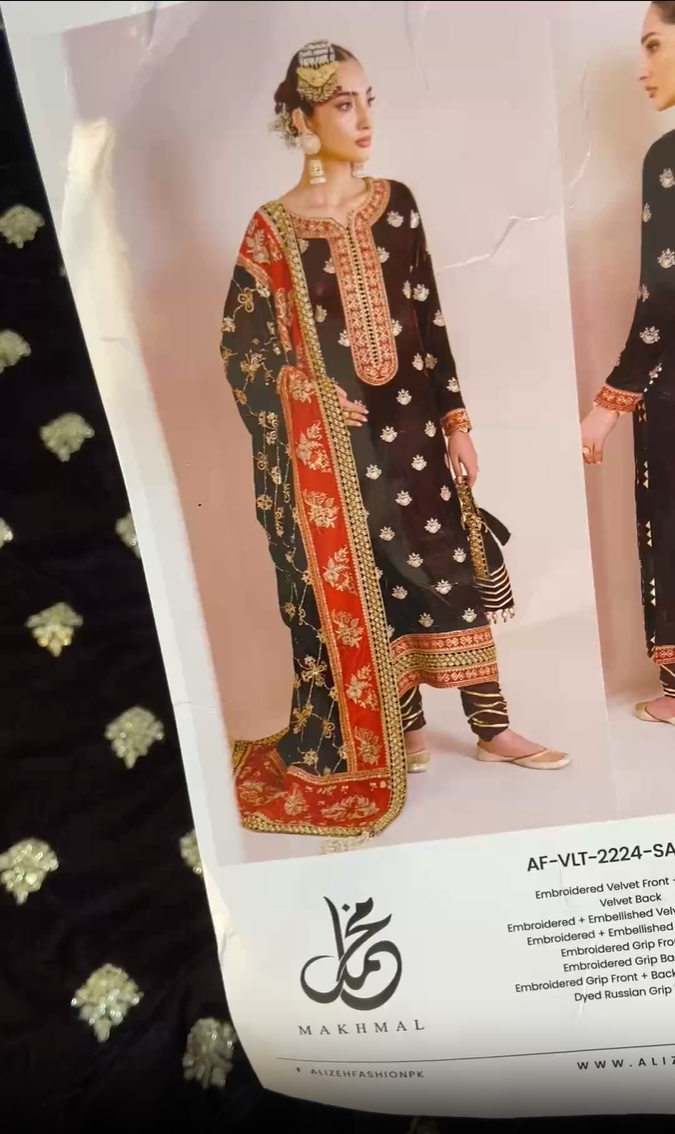 Alizeh By Baroque Luxury 3pc Velvet