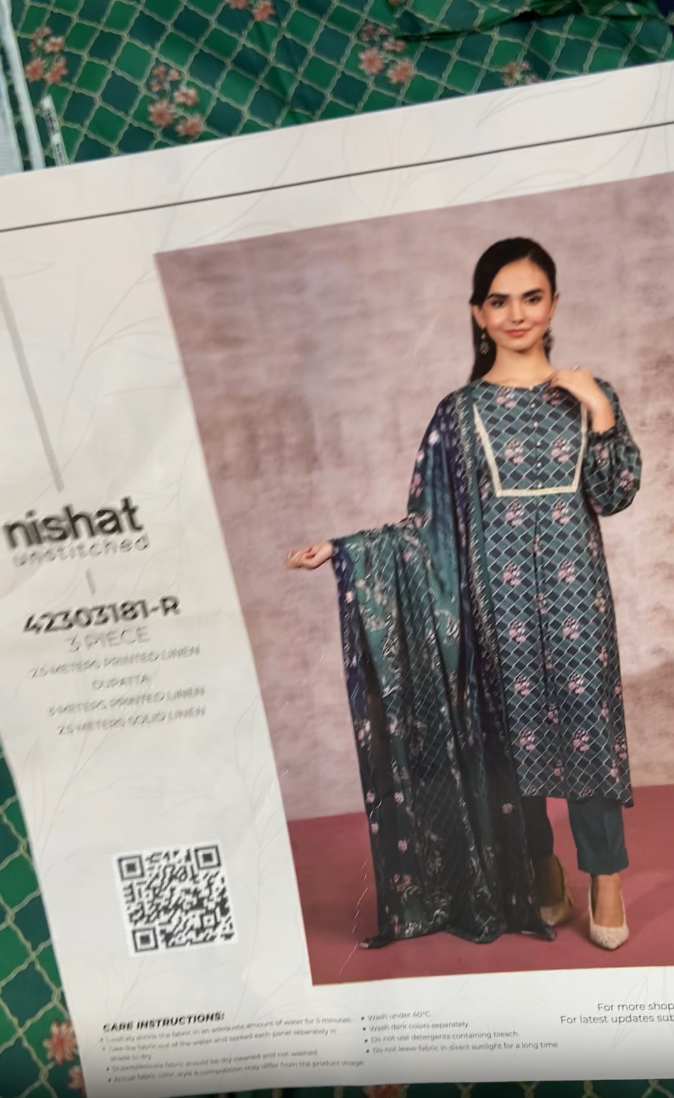 Nishat 3pc Printed Linen
