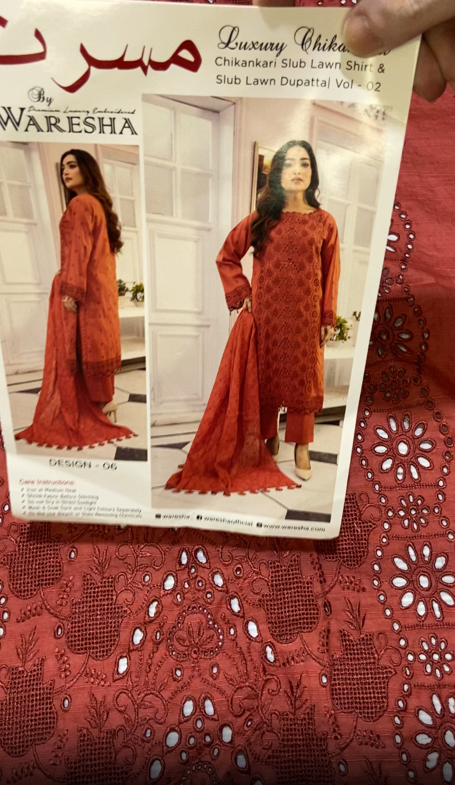 Waresha Luxury Embroidered Lawn 3pc