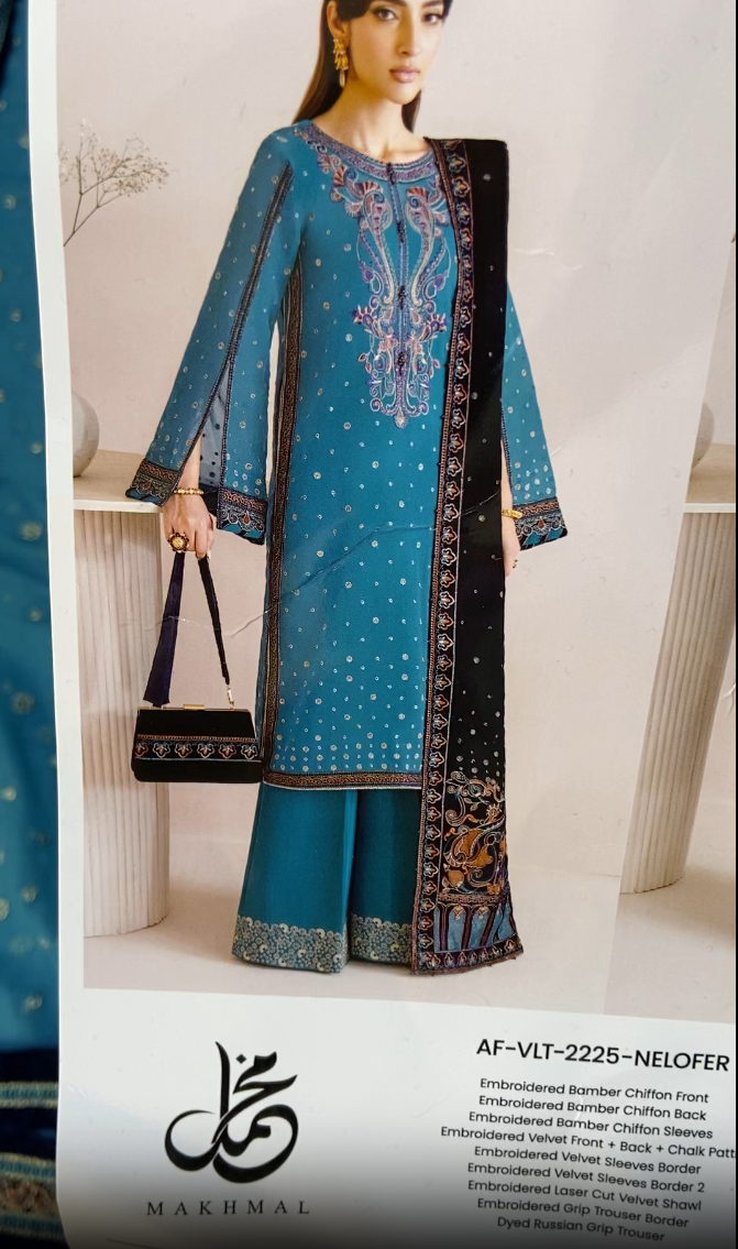 Alizeh By Baroque Embroidered (Velvet & Chiffon) 3pc