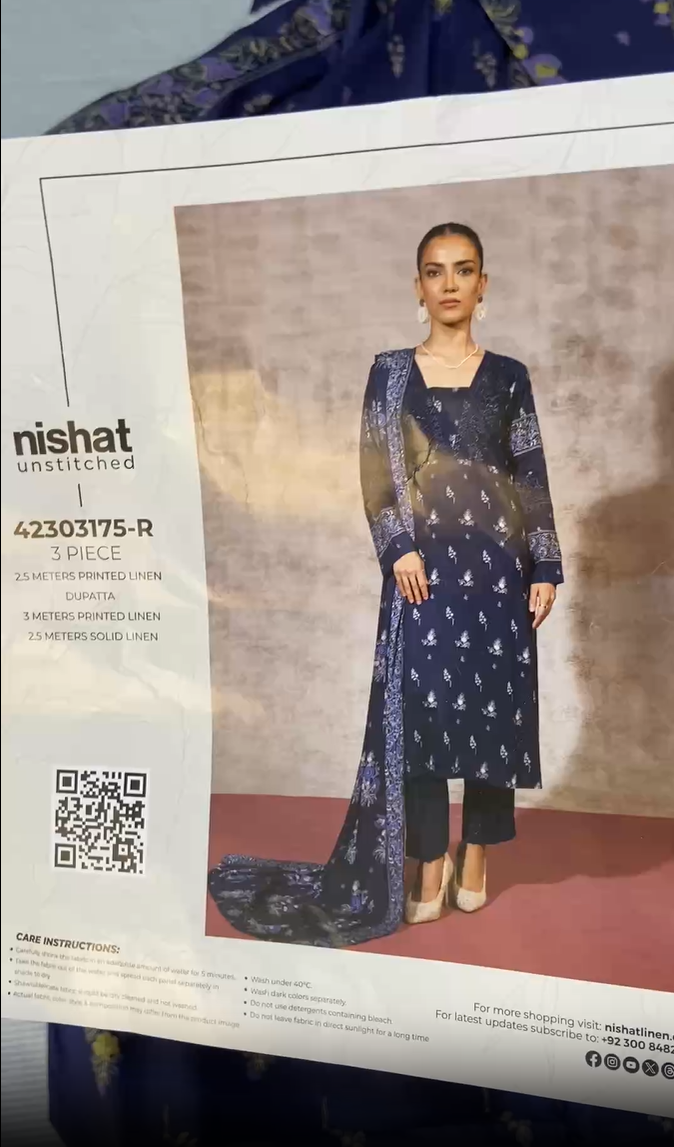 Nishat Printed 3pc Linen