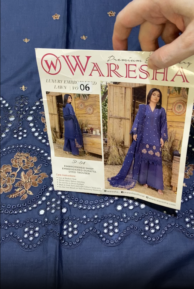 Waresha Luxury Embroidered Lawn 3pc