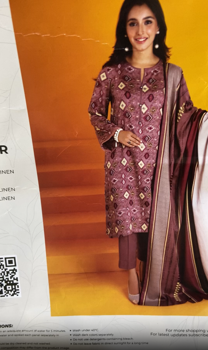 Nishat Print 3pc Linen