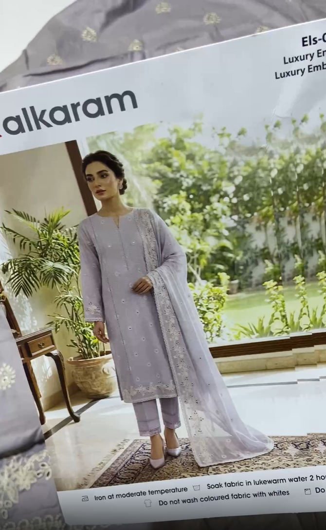 Alkaram Lawn Embroidered 3pc