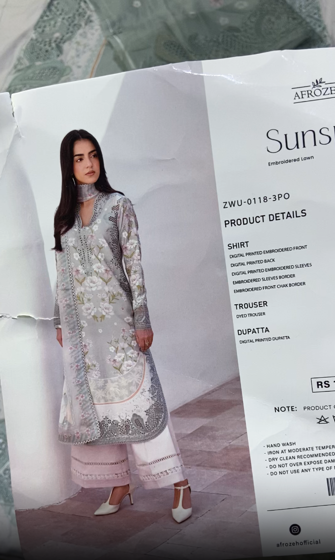 AFrozeh Lawn Emb 3pc