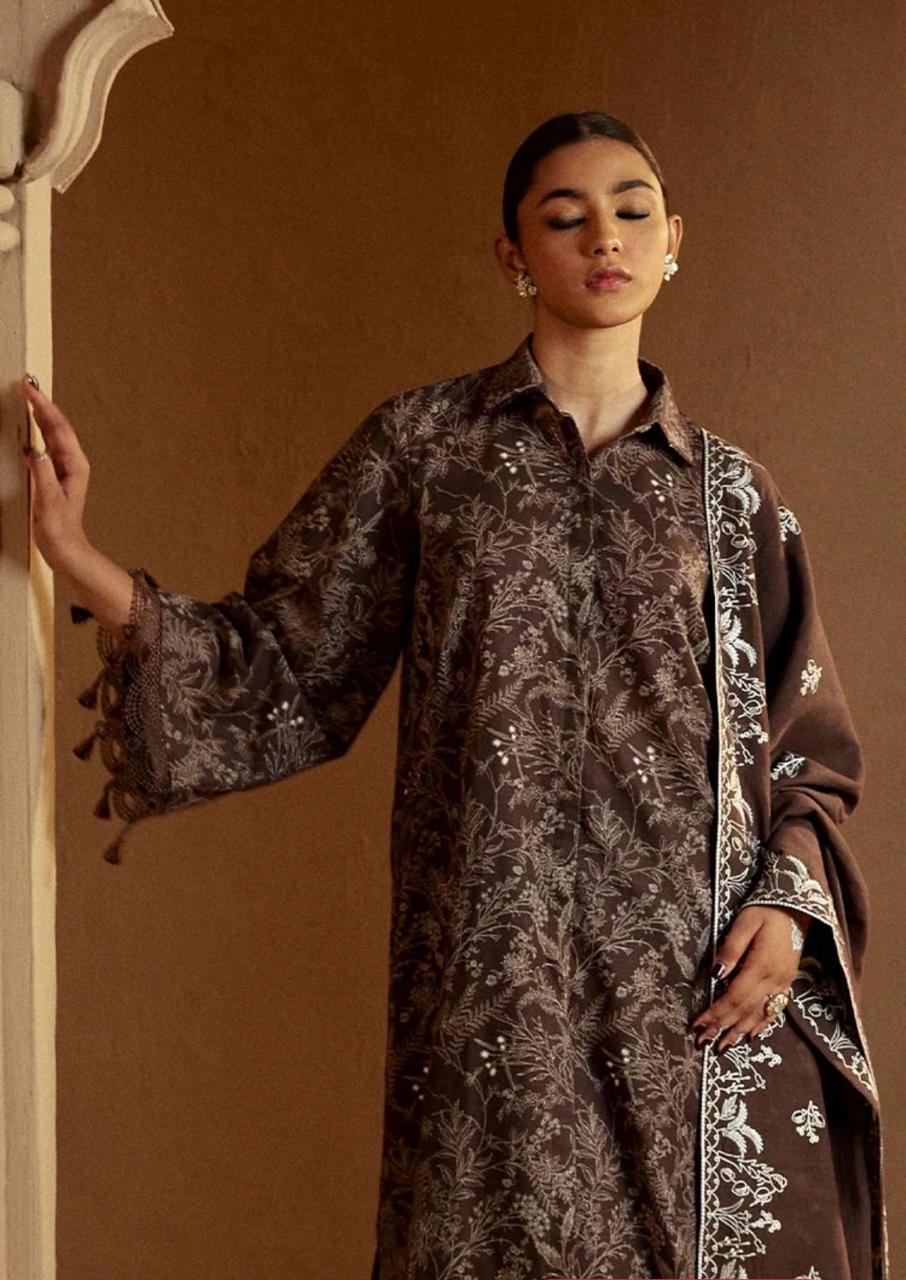 Cross Stitch Embroidered Khaddar 2pc ( Shirt & Shawl)
