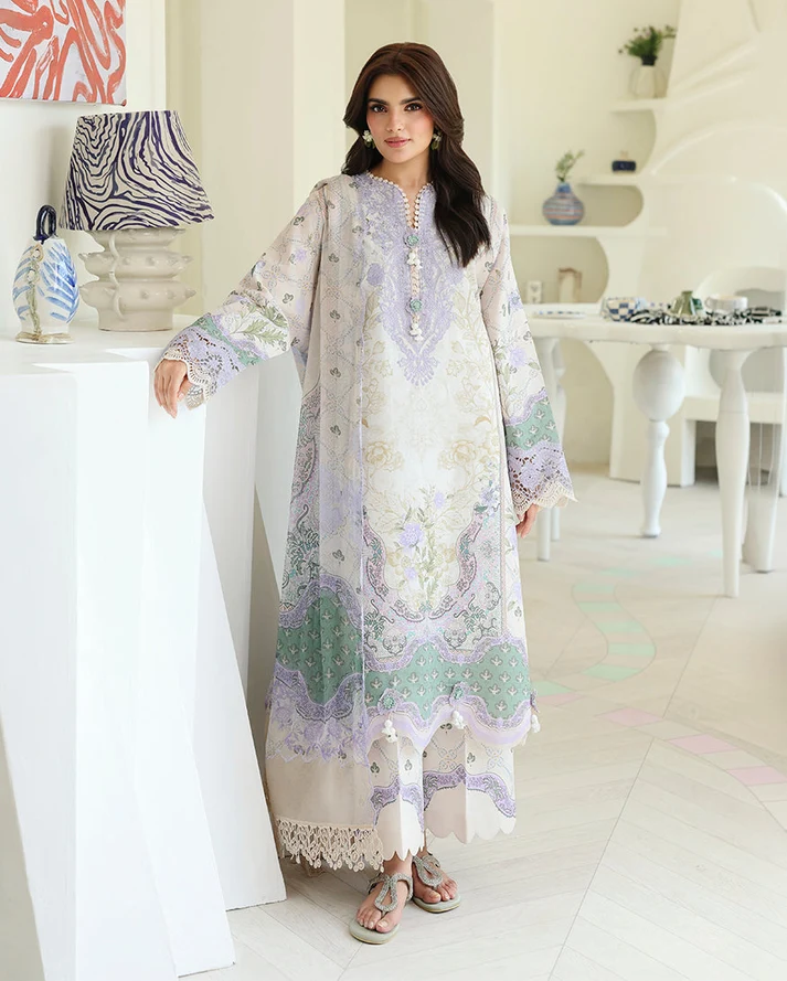 Mushq Roheenaz white Camellia embroided 3pc