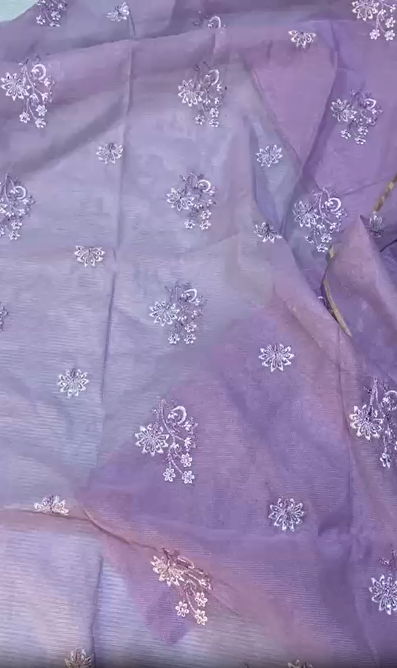 Cross Stich | Cotton Net | Embroidered | 3pc
